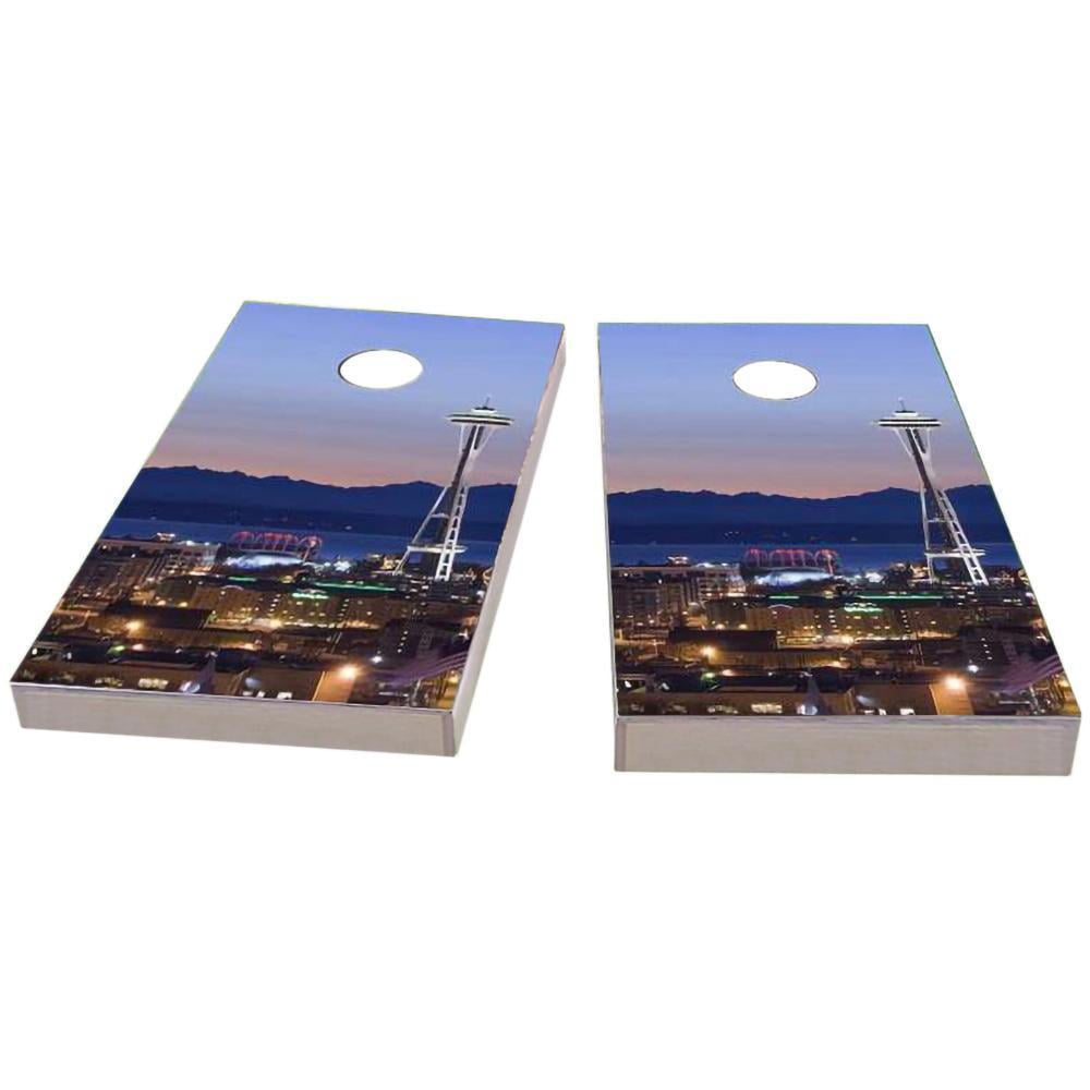 Skip's Garage Seattles Space Needle Solid Wood Cornhole Board Set