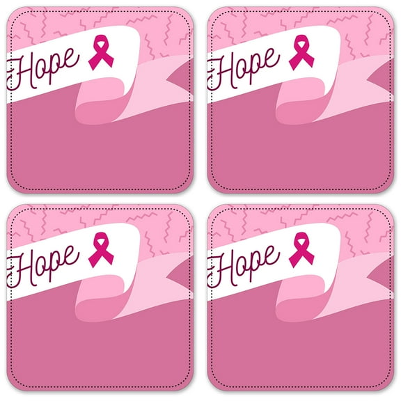 Vinyl Drink Coasters - Set of 4 - Cancer "Hope"