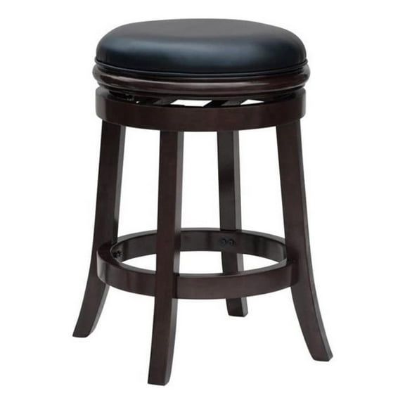 Bowery Hill 25.5" Contemporary Wood Swivel Stool in Cappuccino