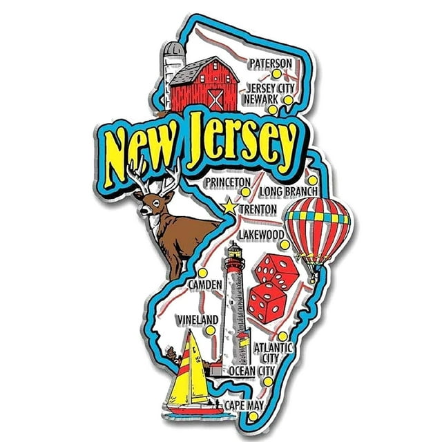 New Jersey Jumbo State Map Fridge Magnet