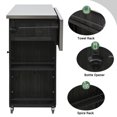 thumbnail image 3 of 63.5" Wicker Rolling Kitchen Island Cart with 2 Storage Shelves, Outdoor Grill Cart with Foldable Side Tabletop and Bottle Opener, Storage BBQ Cabinet  for Patio, Garden, Backyard, Black, 3 of 9