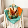 thumbnail image 5 of UJNDER Women's Silk-like Satin Handkerchief Square Scarf Elegant Versatile Styling Wrap with Soft Shine for Adult Daily Wear Scarf for Women,Green_002,One Size, 5 of 6