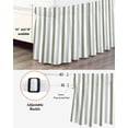 thumbnail image 3 of Sage Green Stripe Wrap Around Bed Skirts for California King Bed 16" Drop,Bed Skirt with Adjustable Elastic Belt Dust Ruffle Bed Valance Geometric Grey White Vertical Striped Bed Frame Cover, 3 of 7