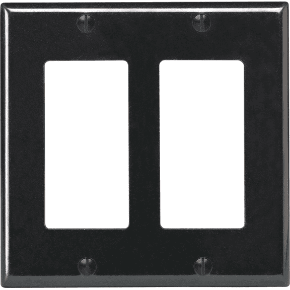 Leviton 80409 2-Gang Wallplate — Decora® Rocker-Style Design in Black — UL Listed for US Residential Electrical Code Compliance, Drop-in NEC-Standard Wiring