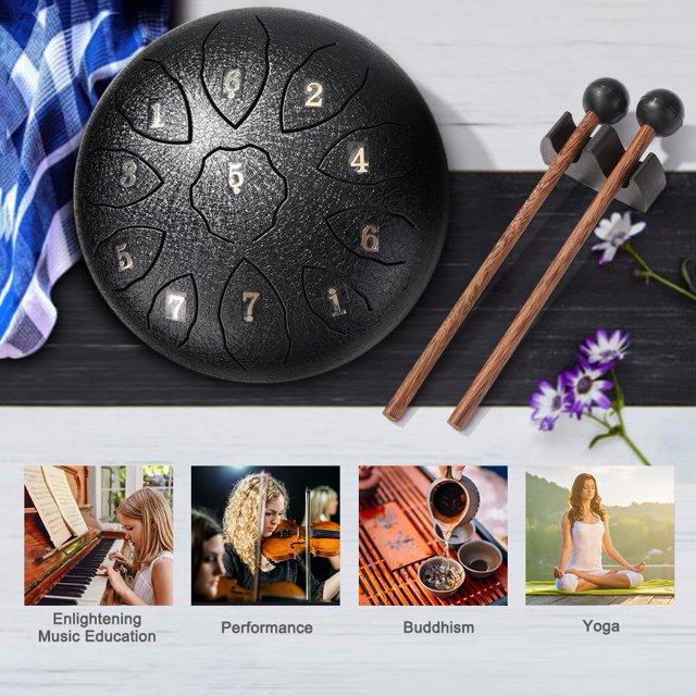 Steel Tongue Drum 8 pulgadas 11 Tone Hand Pan Drum Tank con baquetas Bolsa de transporte Likrtyny Para estrenar