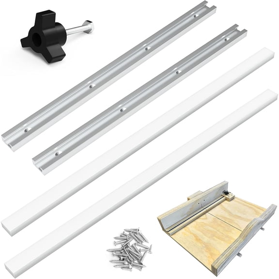 Table Saw Sled Kit DIY Crosscut Sled with 2 Aluminum T-Track, 2 UHMW Miter Bars, Knob and Screws