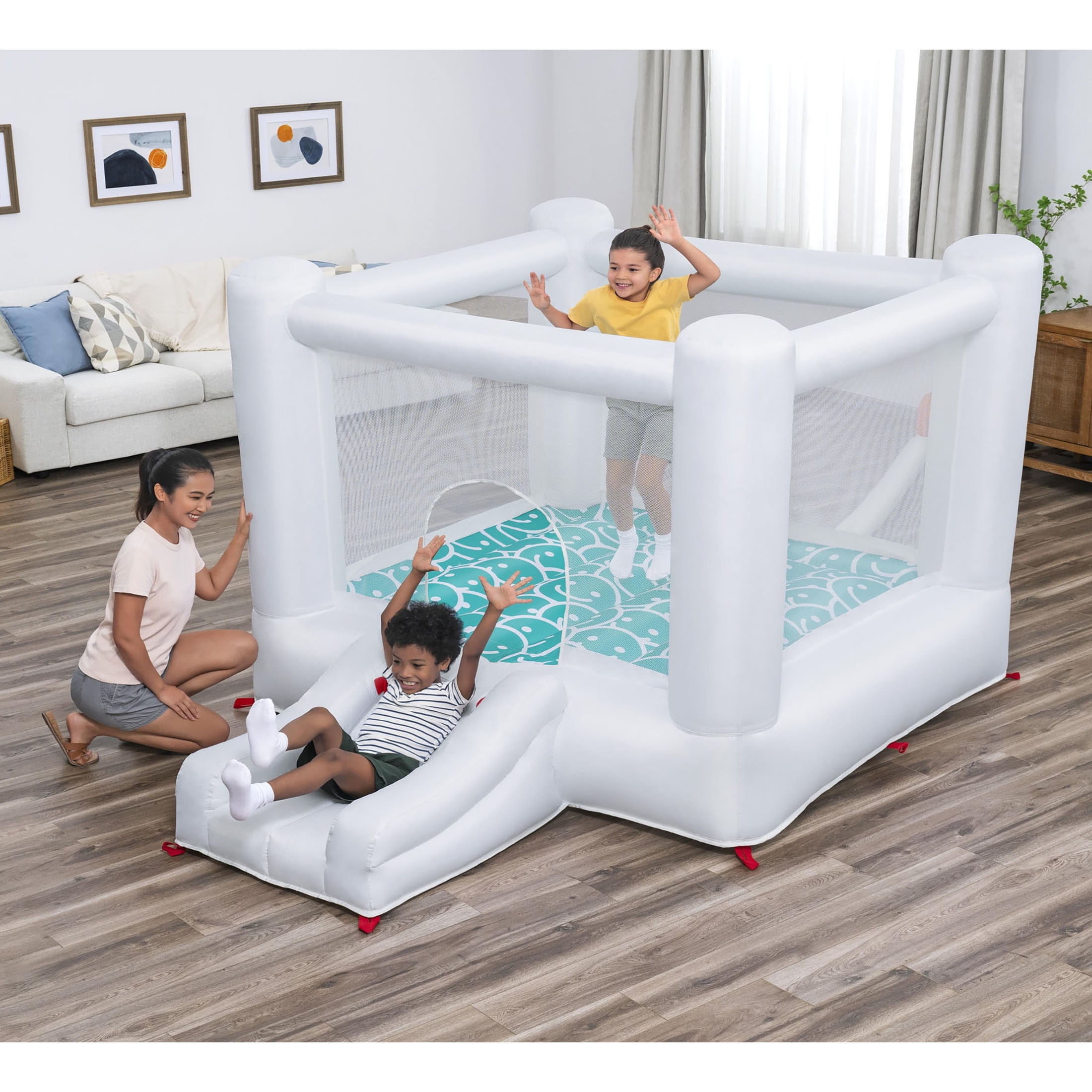 H2OGO! Jump & Joy Kids White Bounce House with Slide and Blower, Indoor/Outdoor, Ages 3+