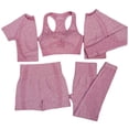 thumbnail image 4 of Ropa de yoga de cinco piezas, pantalones ajustados de cintura alta con tiburón, pantalones cortos, ropa de entrenamiento, traje al aire libre, 4 of 6