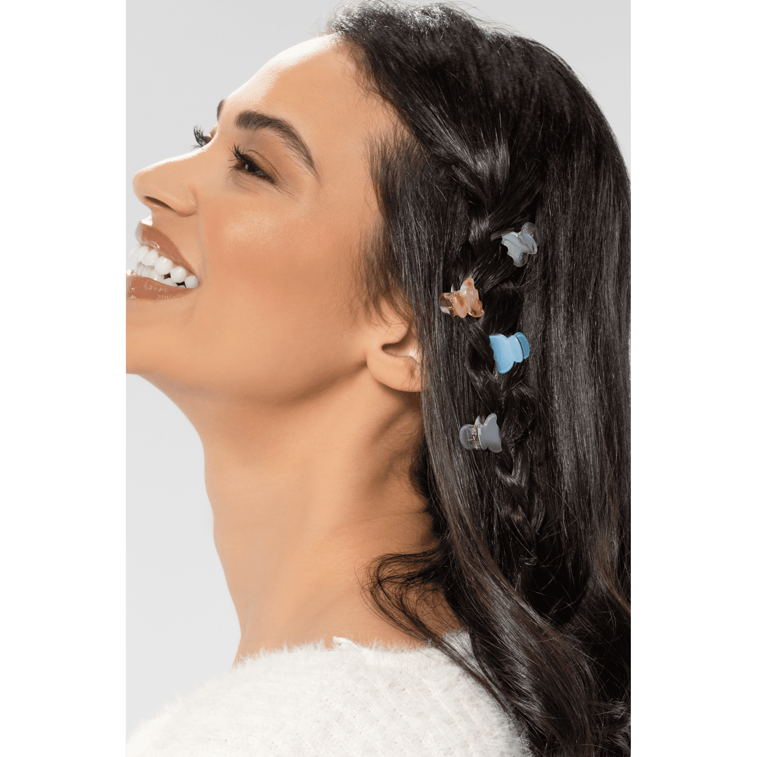 Scunci Luxe by Conair Acrylic Mini Claw Clips, Marble Design & Solid Tone Hair Clips, 6 Count