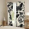 thumbnail image 3 of jejeloiu Gothic Moth Skull Black Out Curtains,Vintage Flower Floral Curtains Pack of 2 (42x63 Each),Black Beige Bedroom Curtains For Super Cozy Room Decor, 3 of 6