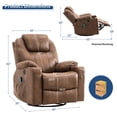Manual Swivel Glider Recliner Chair With Heat & Massage – Overstuffed, 360° Swivel, USB Ports & Cup Holders, Gray