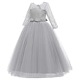 thumbnail image 4 of Robe Fille Performance Tutu Robe Formelle Fleur Dentelle Mariage Nœud Robe Jupe Robes Filles Argent 10 Ans-11 Ans, 4 of 5