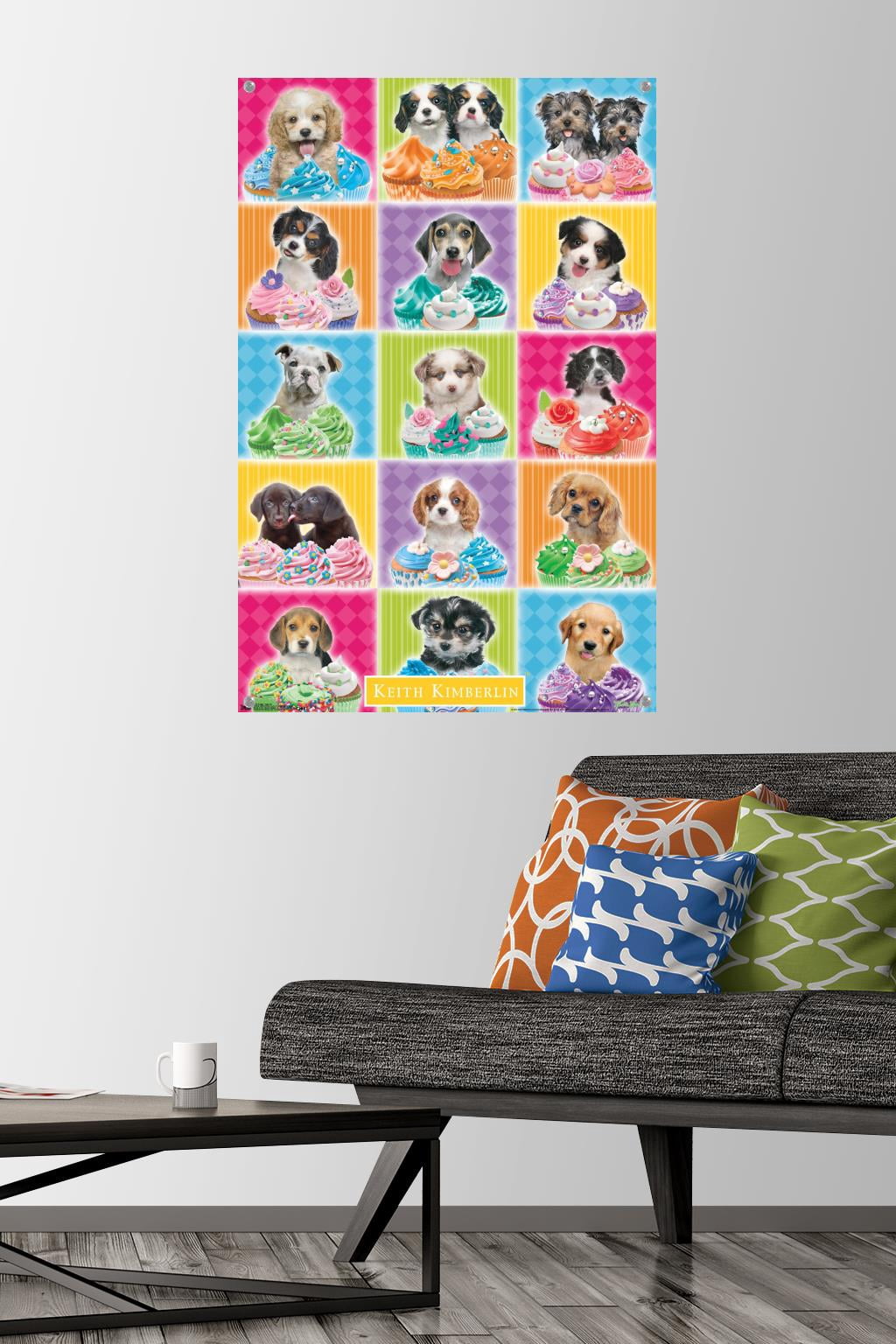 Keith Kimberlin - Puppies - Cupcakes Wall Poster with Push Pins, 22.375" x 34"