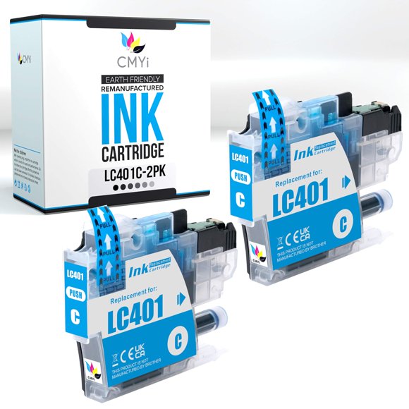 Cartucho de tinta cian de reemplazo LC401 CMYi, paquete de 2