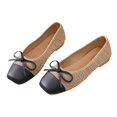 thumbnail image 4 of Willtoo Women’s Bow Decor Square Toe Ballet Flats, Woven Slip‑On Casual Dress Flats Lightweight Low‑Heel Walking ShoesNon Slip Daily Business Work Shoes, 4 of 5