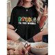 thumbnail image 1 of Camiseta para mujer con Cuello de verano1pc Women'S Casual Round Neck Short Sleeve T-Shirt with Creative "Gobble Til You Wobble" Turkey Print, Polyester Knit Fabric, Animal Pattern, Comfortable All-, 1 of 6