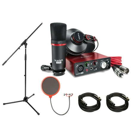 Focusrite Scarlett Solo Studio Pack 2nd Gen & Recording Bundle w/ Pro Tools includes 2 XLR Cables, Microphone Stand and Wind (The Best Recording Microphone)