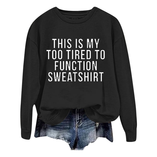 WEAIXIMIUNG Sweatshirts pour Femmes Mode Décontractée Couleur Unie Manches Longues Imprimé Lettre Col Rond Hoodie