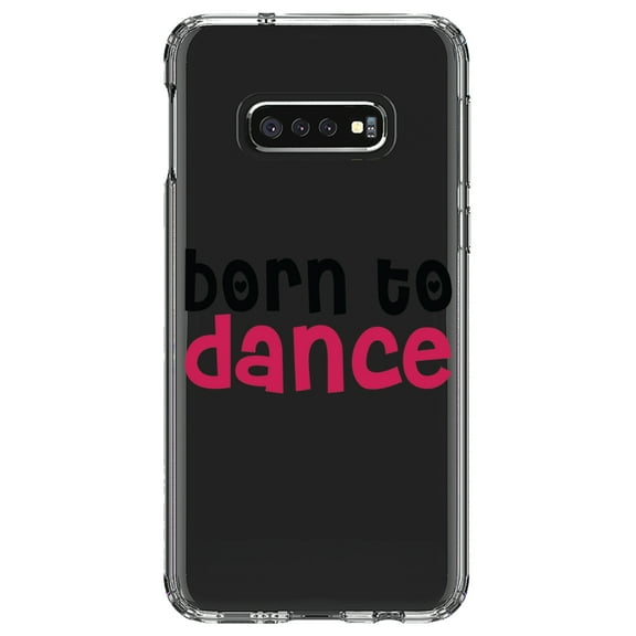 DistinctInk Clear Shockproof Hybrid Case for Samsung Galaxy S10e (5.8" Screen) - TPU Bumper Acrylic Back Tempered Glass Screen Protector - Born to Dance
