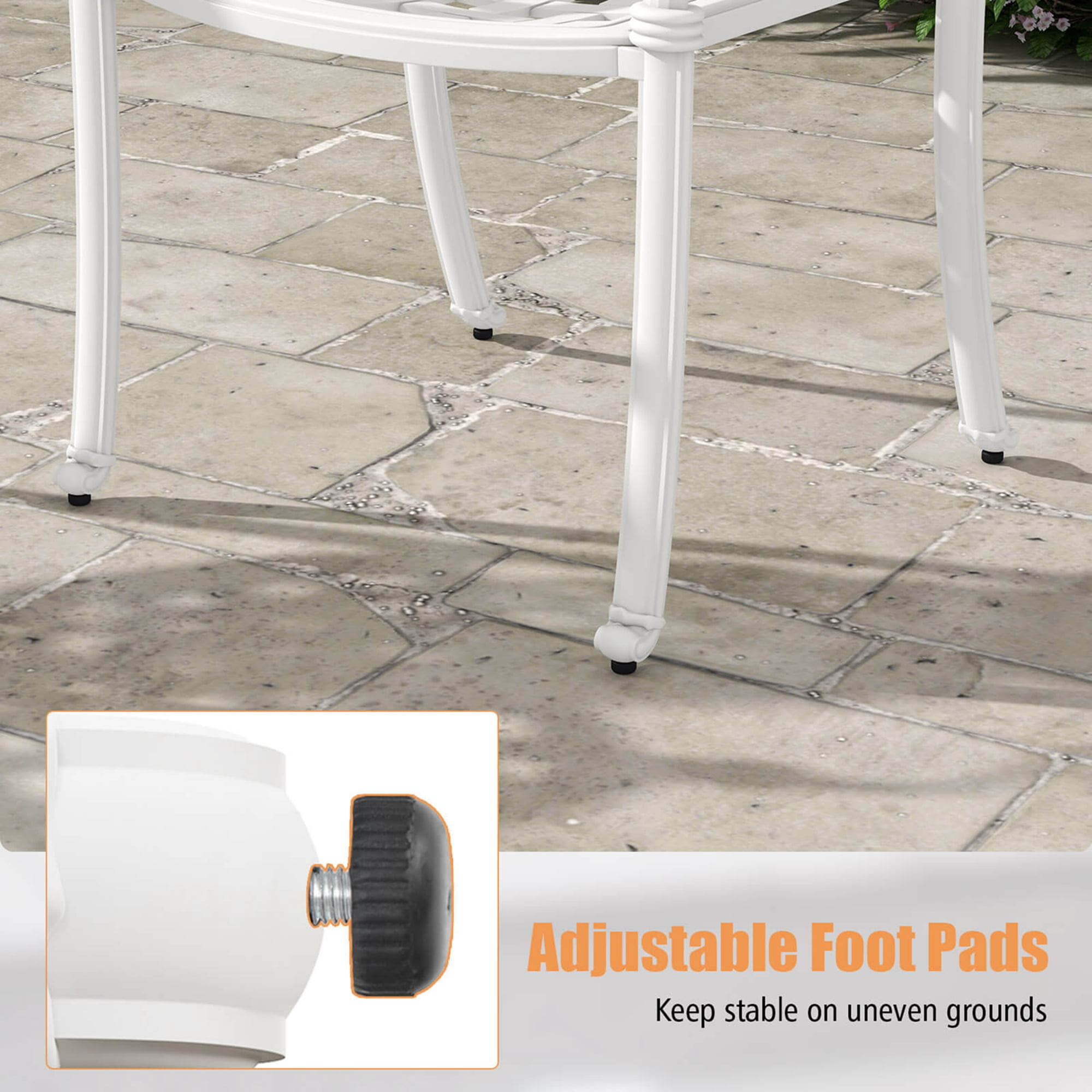 Costway 2pcs Patio Cast Aluminum Armrest Chairs Dining Stackable Outdoor White