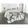 thumbnail image 2 of Ambesonne Retro Quilted Coverlet 3 Pcs, Beats in New York Night, King Size, Red Black Ecru, 2 of 4