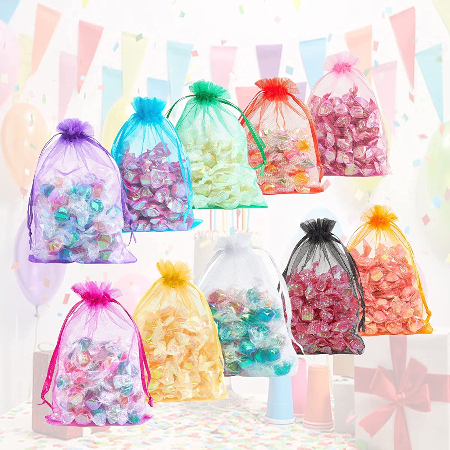 EXCEART 100pcs Packing Bags Gift Bag Goodie Bags mesh Jewelry Bags Small  Candy Bags Earring Bags Jewelry Pouches Candy Storage Bag mesh Bags
