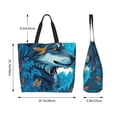 thumbnail image 5 of Pofeuu Blue Iceberg Leaf Wolf Print Reusable Grocery Bags - Washable, Foldable, Packable Tote, Large Handles, Heavy Duty, Zippered Top Pouch, 5 of 8
