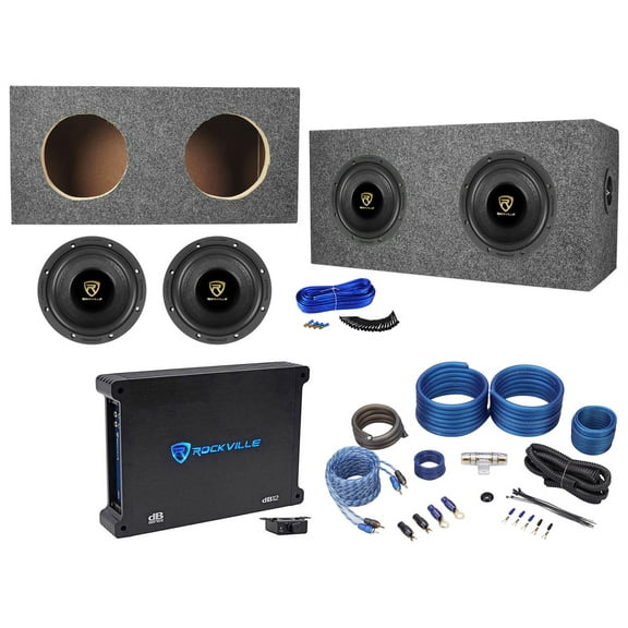 2) Rockville W65K9D2 6.5" 1000w Car Subwoofers Sealed Box Mono Amplifier Amp Kit