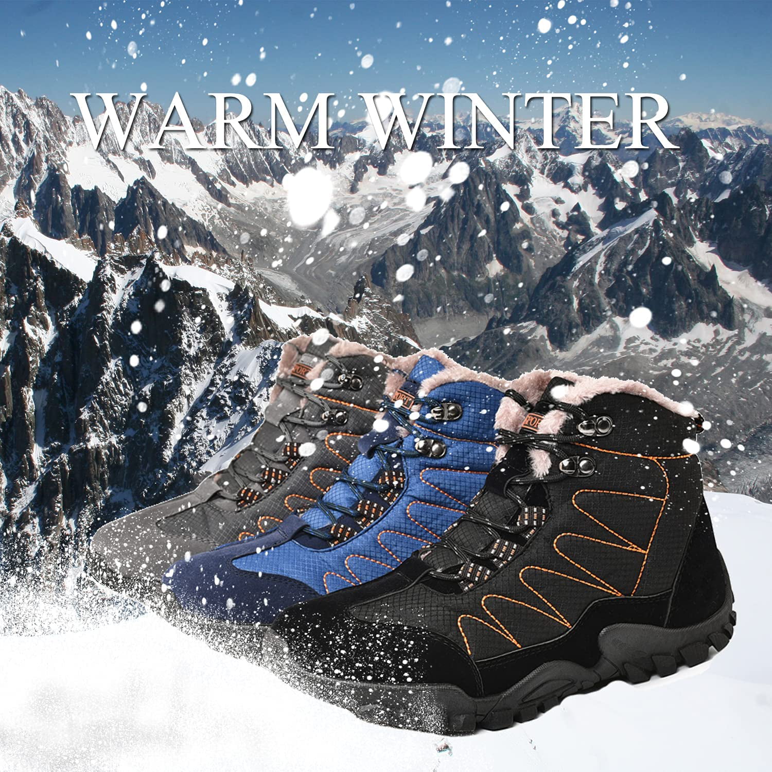 Rokiemen Women Lightweight Snow Boots Winter Outdoor Anti-Slip Ankle Booties Waterproof Slip on Warm Fur Lined Work Boots Shoes