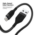 thumbnail image 4 of Powertek Ultra 6ft USB-A to Lightning Cable, Black, Silicone with PVC Mesh Jacket, Consistent Data Transfer, MFi Certified Charging Cable, 4 of 6