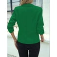 thumbnail image 3 of 2025 Summer Linen Women 3/4 Stretchy Ruched Sleeve Fully-Lined Casual Work Jacket with Pockets Green L, 3 of 5