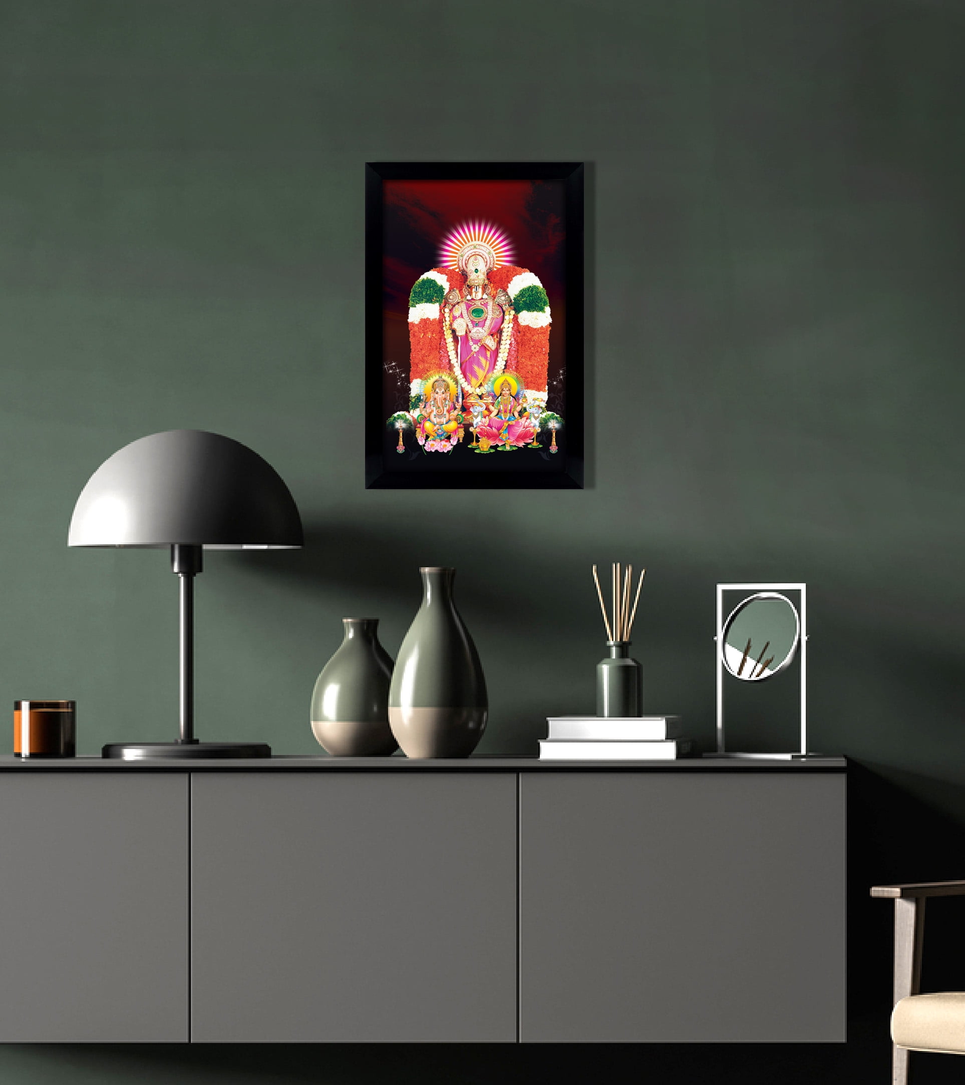 Buy IBA Indianbeautifulart Lord Ventkteshwara With Goddess Lakshmi Poster With Frame Hindu God
