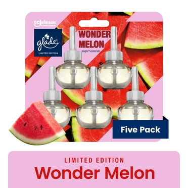 Glade PlugIns Scented Oil Refills, Air freshener, Wonder Melon, Infused with Essential Oils, 0.67 oz, 5 Count