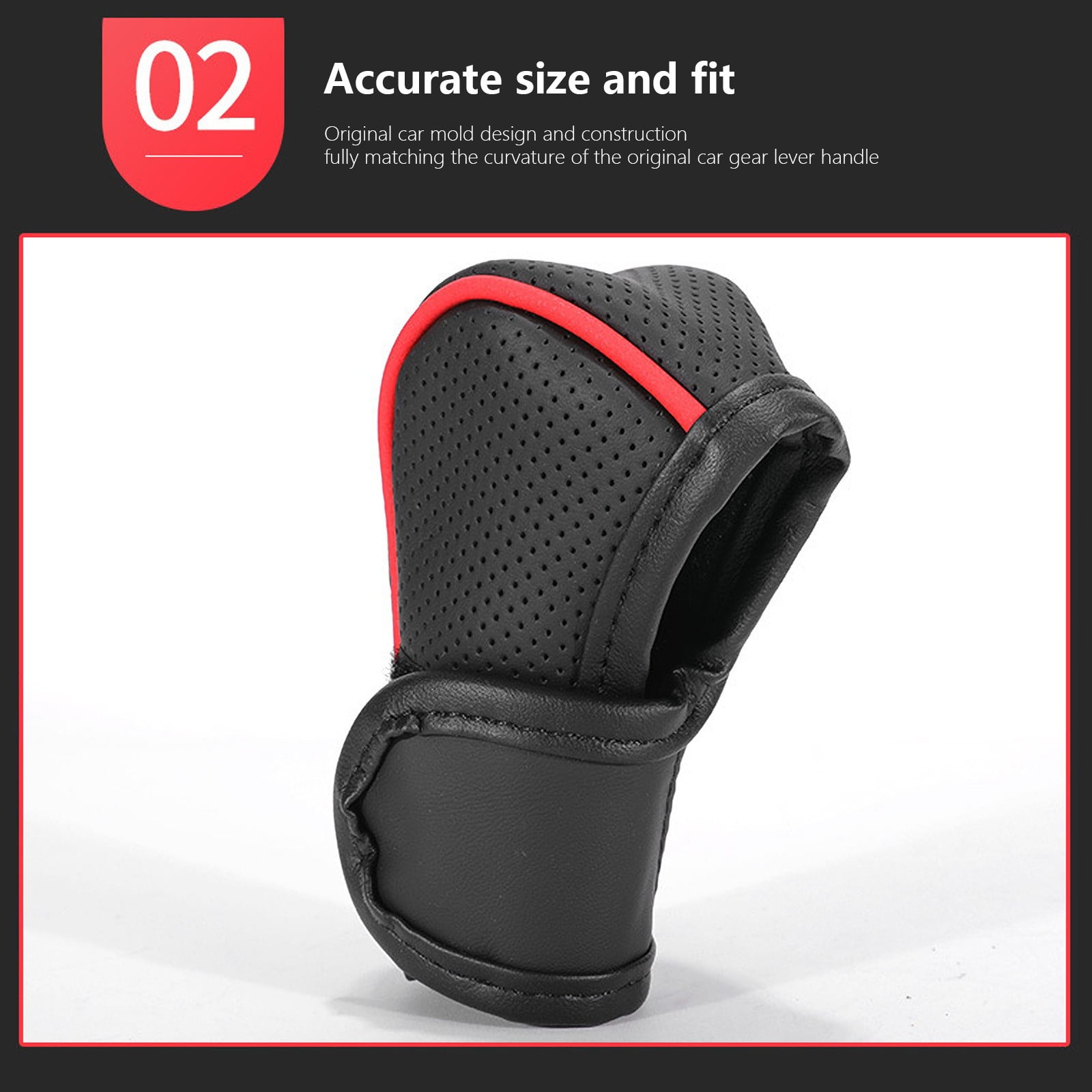 RuiJiao Universal Breathable Leather Car Gear Shift Cover - Protective Shifter Lever Case for Automatic and Manual Transmissions