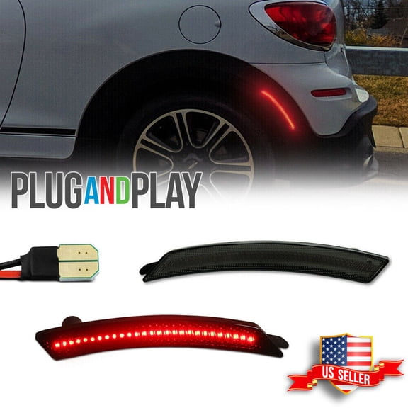 GTINTHEBOX For 2007-2016 Mini Cooper Smoked Rear Red LED Turn Signal Side Marker Lights 2PC