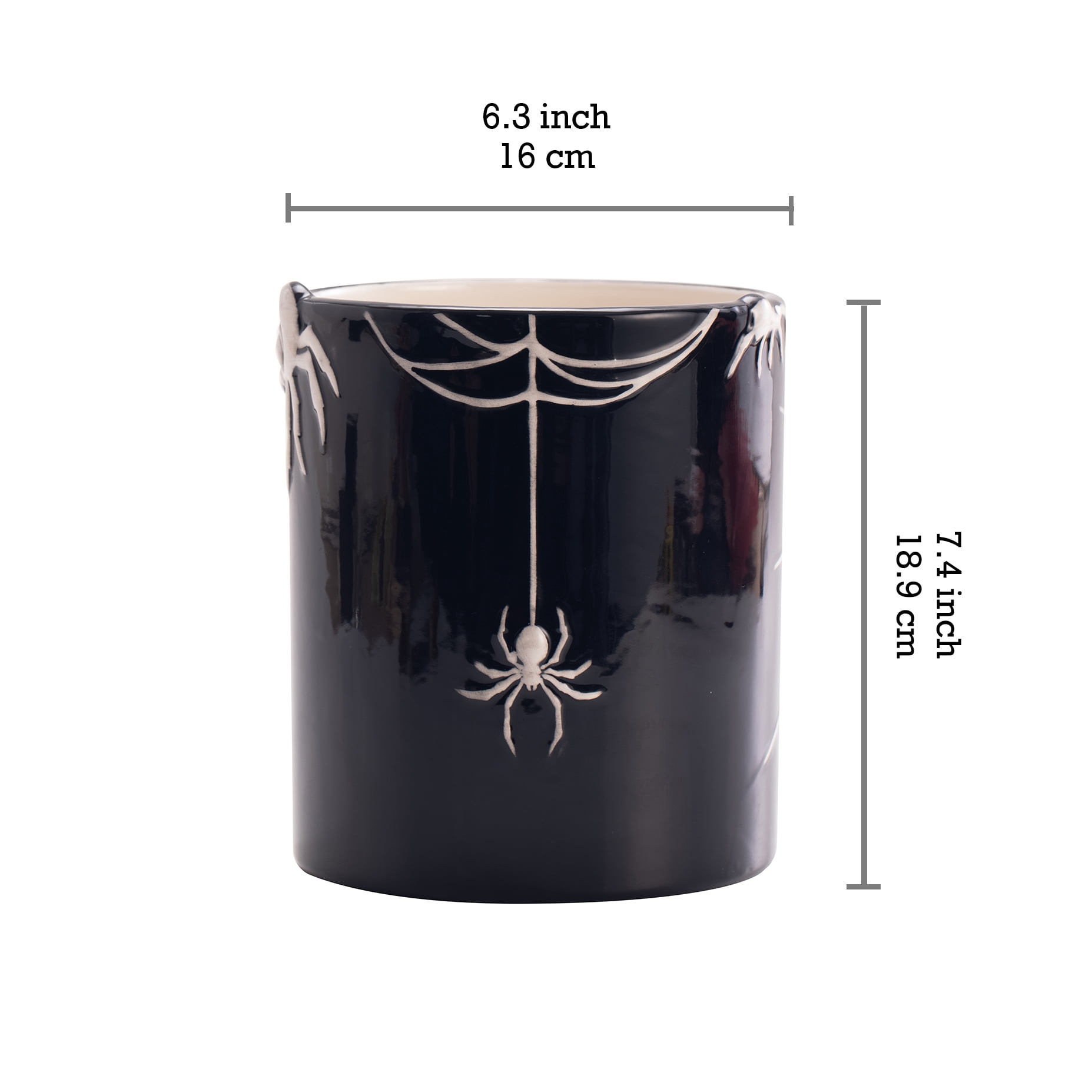Bico Halloween Spider Web Black Ceramic Utensil Holder, 6.3 x 7.4 inch, for holding and storing your kitchen cultery, Dishwasher Safe