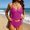 Hot Pink, variant on Women's Tankini Set Two Piece Swimsuit Mesh Splice Side Drawstring Back Tie Bathing Suit Adjustable Swimwear Beachwear Swimming Outfit Pool WearTwo Piece Swimsuit