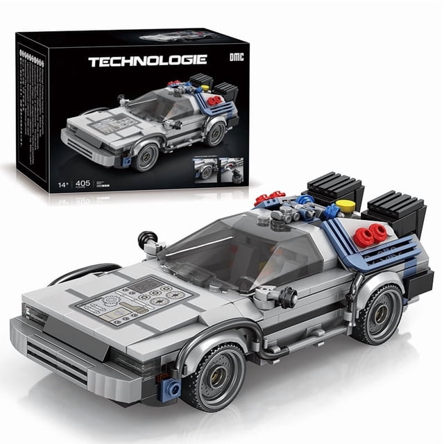 Bloques de construcción de automóviles de carreras de películas clásicas 1:24, modelo MOC, coches deportivos, juguetes, ladrillos para volver al futuro, regalos para festivales de vehículos para