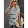 thumbnail image 2 of Summer striped short-sleeved top women's pullover loose shirt, 2 of 5