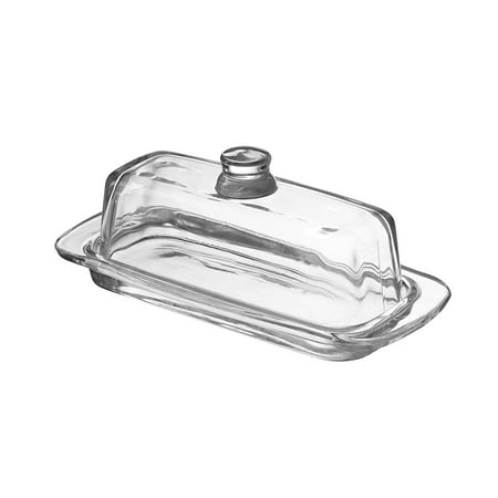 Fisher Glass Butter Dish with Handled Lid (Rectangular) Classic Covered 2-Piece Design | Clear, Traditional Kitchen Accessory | Dishwasher