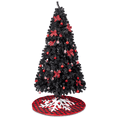 thumbnail image 4 of Tcbosik 7.5ft Prelit Christmas Tree with Remote Control, 350 Warm White Lights and 1200 Branch Tips, Artificial Hinged Xmas Tree with Tree Skirt and Ornaments, Includes Metal Stand, Black, 4 of 10