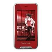 Angle View: Visual Land V-Touch Pro 4GB Flash Portable Media Player, Red