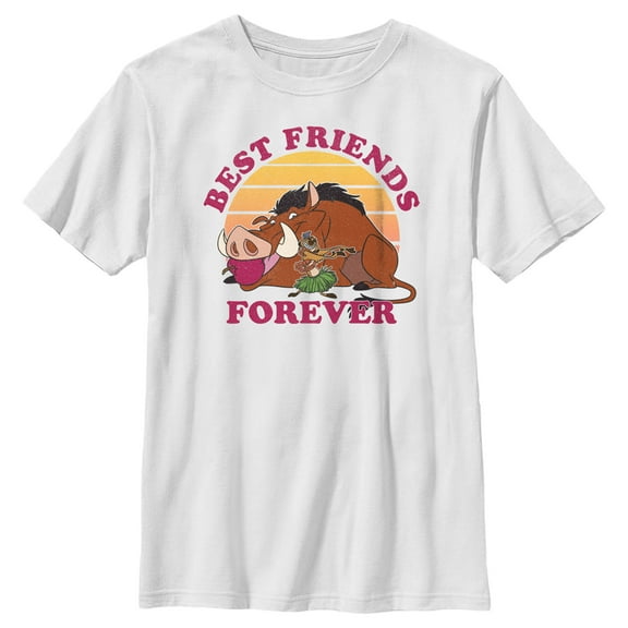 Boy's Lion King Best Friends Forever  Graphic Tee White Small