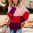 thumbnail image 3 of Aoochasliy Womens Sweaters Pullover Patchwork Loose Cold Shoulder knitting Pullover, 3 of 5