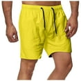 thumbnail image 3 of KPOPLK Mens Swim Trunks Bathing Board Shorts Summer Vacation Beach Shorts Drawstring Hawaiian Shorts with Pockets Casual Swimwear Surfing(Yellow,M), 3 of 6