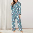 thumbnail image 2 of KLL Rabbit And Rainbow Print Women's Long Sleeve Pajamas with Pants Sleepwear Loungewear 2 Set-Small, 2 of 7
