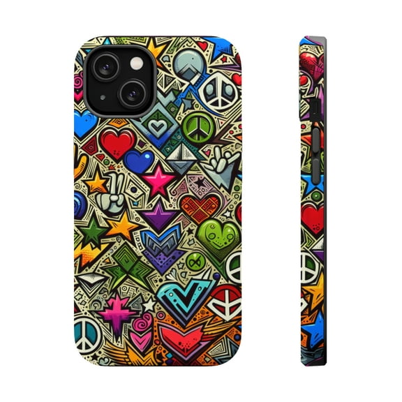 DistinctInk Tough Case for Apple iPhone 15 PLUS (6.7" Screen), Compatible with MagSafe Charging - "Vibrant Urban Expressions: Graffiti-inspired Street Art"