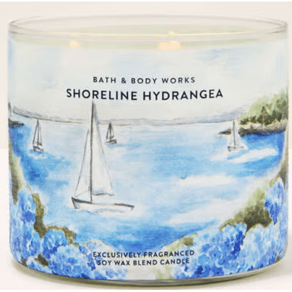 Bath & Body Works Shoreline Hydrangea  Scented 3 Wick Candle 14.5 oz