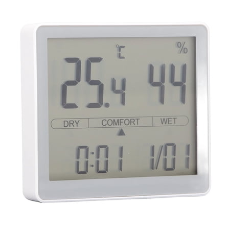 LAZIOEGR Digital Temperature Humidity Meter High Accuracy Indoor Hygrometer Thermometer Multifunctional Large LCD Display with Clock Date Comfort Prompt for Home Office Laboratory Use