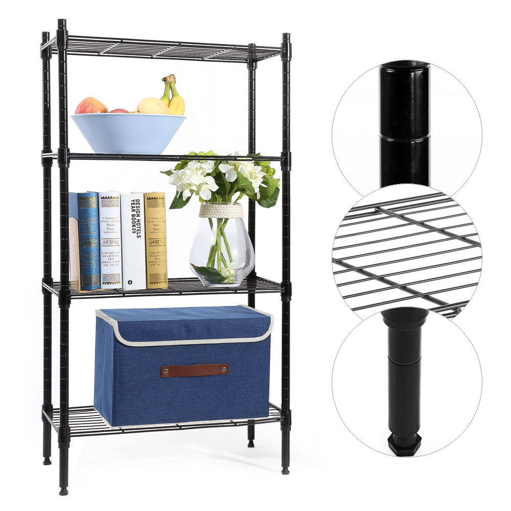 Wire Shelving Unit,Adjustable 4tier Storage Shelf Rack Multipurpose